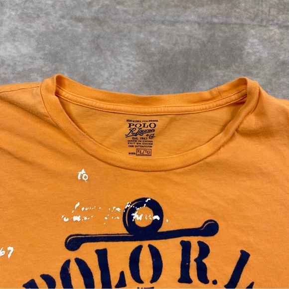 Polo Ralph Lauren PRL T-Shirt Men's Size XL Orange Big Logo Anchor Graphic Print - Picture 5 of 15